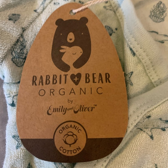 NWT Rabbit + Bear organic by Emily & Oliver 6-9m one piece jumpsuit mint green - Picture 3 of 10